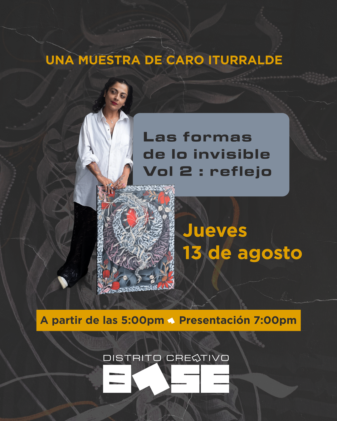 Las formas de lo invisible Vol 2: reflejo · Muestra de Caro Iturralde · Todo agosto